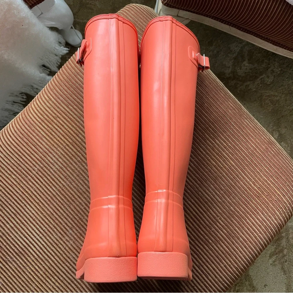 New Hunter Original refined rain boots boot orange coral pink boot size 5